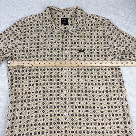RVCA Shirt Mens Large Black Brown Floral Regular Fit Short Sleeve Button Down LG - Picture 11 of 16
